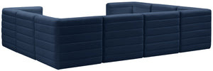 Quincy Velvet / Engineered Wood / Foam Contemporary Navy Velvet Modular Sectional - 126" W x 95" D x 30.5" H