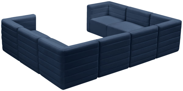 Quincy Velvet / Engineered Wood / Foam Contemporary Navy Velvet Modular Sectional - 126" W x 95" D x 30.5" H