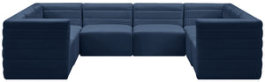 Quincy Velvet / Engineered Wood / Foam Contemporary Navy Velvet Modular Sectional - 126" W x 95" D x 30.5" H