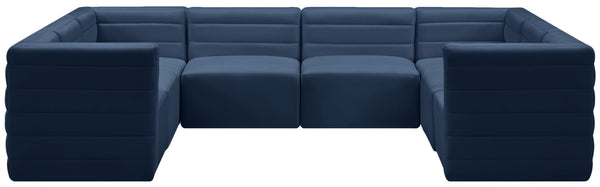 Quincy Velvet / Engineered Wood / Foam Contemporary Navy Velvet Modular Sectional - 126" W x 95" D x 30.5" H