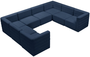 Quincy Velvet / Engineered Wood / Foam Contemporary Navy Velvet Modular Sectional - 126" W x 95" D x 30.5" H