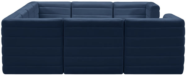 Quincy Velvet / Engineered Wood / Foam Contemporary Navy Velvet Modular Sectional - 126" W x 95" D x 30.5" H