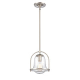 Connection 8'' Wide 1-Light Mini Pendant - Satin Nickel