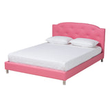 Canterbury Contemporary Glam Pink Faux Leather Upholstered Queen Size 3-Piece Bedroom Set