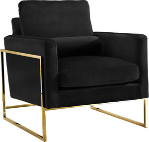 Mila Velvet / Engineered Wood / Stainless Steel / Foam Contemporary Black Velvet Chair - 32" W x 36.5" D x 35" H