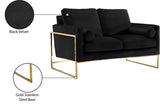 Mila Velvet / Engineered Wood / Stainless Steel / Foam Contemporary Black Velvet Loveseat - 55.5" W x 36.5" D x 35" H