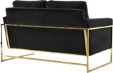 Mila Velvet / Engineered Wood / Stainless Steel / Foam Contemporary Black Velvet Loveseat - 55.5" W x 36.5" D x 35" H