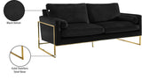 Mila Velvet / Engineered Wood / Stainless Steel / Foam Contemporary Black Velvet Sofa - 80" W x 36.5" D x 35" H