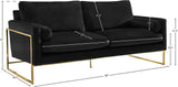 Mila Velvet / Engineered Wood / Stainless Steel / Foam Contemporary Black Velvet Sofa - 80" W x 36.5" D x 35" H