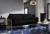 Mila Velvet / Engineered Wood / Stainless Steel / Foam Contemporary Black Velvet Sofa - 80" W x 36.5" D x 35" H