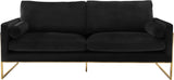 Mila Velvet / Engineered Wood / Stainless Steel / Foam Contemporary Black Velvet Sofa - 80" W x 36.5" D x 35" H