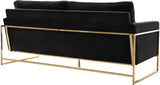 Mila Velvet / Engineered Wood / Stainless Steel / Foam Contemporary Black Velvet Sofa - 80" W x 36.5" D x 35" H