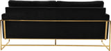 Mila Velvet / Engineered Wood / Stainless Steel / Foam Contemporary Black Velvet Sofa - 80" W x 36.5" D x 35" H