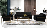 Mila Velvet / Engineered Wood / Stainless Steel / Foam Contemporary Black Velvet Sofa - 80" W x 36.5" D x 35" H