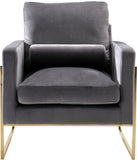 Mila Velvet / Engineered Wood / Stainless Steel / Foam Contemporary Grey Velvet Chair - 32" W x 36.5" D x 35" H