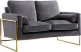 Mila Velvet / Engineered Wood / Stainless Steel / Foam Contemporary Grey Velvet Loveseat - 55.5" W x 36.5" D x 35" H