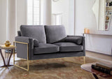 Mila Velvet / Engineered Wood / Stainless Steel / Foam Contemporary Grey Velvet Loveseat - 55.5" W x 36.5" D x 35" H