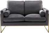 Mila Velvet / Engineered Wood / Stainless Steel / Foam Contemporary Grey Velvet Loveseat - 55.5" W x 36.5" D x 35" H