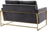 Mila Velvet / Engineered Wood / Stainless Steel / Foam Contemporary Grey Velvet Loveseat - 55.5" W x 36.5" D x 35" H