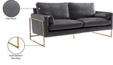 Mila Velvet / Engineered Wood / Stainless Steel / Foam Contemporary Grey Velvet Sofa - 80" W x 36.5" D x 35" H