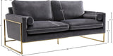 Mila Velvet / Engineered Wood / Stainless Steel / Foam Contemporary Grey Velvet Sofa - 80" W x 36.5" D x 35" H