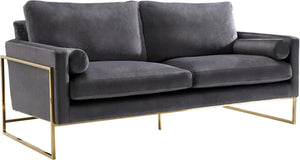 Mila Velvet / Engineered Wood / Stainless Steel / Foam Contemporary Grey Velvet Sofa - 80" W x 36.5" D x 35" H