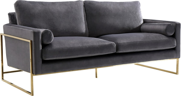 Mila Velvet / Engineered Wood / Stainless Steel / Foam Contemporary Grey Velvet Sofa - 80" W x 36.5" D x 35" H