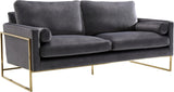 Mila Velvet / Engineered Wood / Stainless Steel / Foam Contemporary Grey Velvet Sofa - 80" W x 36.5" D x 35" H