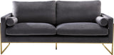 Mila Velvet / Engineered Wood / Stainless Steel / Foam Contemporary Grey Velvet Sofa - 80" W x 36.5" D x 35" H