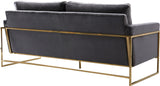 Mila Velvet / Engineered Wood / Stainless Steel / Foam Contemporary Grey Velvet Sofa - 80" W x 36.5" D x 35" H