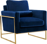 Mila Velvet / Engineered Wood / Stainless Steel / Foam Contemporary Navy Velvet Chair - 32" W x 36.5" D x 35" H