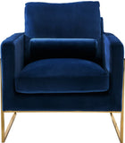 Mila Velvet / Engineered Wood / Stainless Steel / Foam Contemporary Navy Velvet Chair - 32" W x 36.5" D x 35" H