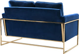 Mila Velvet / Engineered Wood / Stainless Steel / Foam Contemporary Navy Velvet Loveseat - 55.5" W x 36.5" D x 35" H