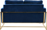 Mila Velvet / Engineered Wood / Stainless Steel / Foam Contemporary Navy Velvet Loveseat - 55.5" W x 36.5" D x 35" H