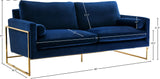 Mila Velvet / Engineered Wood / Stainless Steel / Foam Contemporary Navy Velvet Sofa - 80" W x 36.5" D x 35" H