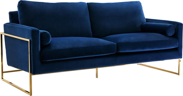 Mila Velvet / Engineered Wood / Stainless Steel / Foam Contemporary Navy Velvet Sofa - 80" W x 36.5" D x 35" H