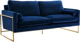 Mila Velvet / Engineered Wood / Stainless Steel / Foam Contemporary Navy Velvet Sofa - 80" W x 36.5" D x 35" H