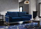 Mila Velvet / Engineered Wood / Stainless Steel / Foam Contemporary Navy Velvet Sofa - 80" W x 36.5" D x 35" H