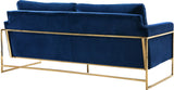 Mila Velvet / Engineered Wood / Stainless Steel / Foam Contemporary Navy Velvet Sofa - 80" W x 36.5" D x 35" H