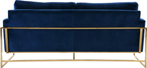 Mila Velvet / Engineered Wood / Stainless Steel / Foam Contemporary Navy Velvet Sofa - 80" W x 36.5" D x 35" H