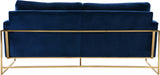 Mila Velvet / Engineered Wood / Stainless Steel / Foam Contemporary Navy Velvet Sofa - 80" W x 36.5" D x 35" H