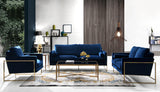 Mila Velvet / Engineered Wood / Stainless Steel / Foam Contemporary Navy Velvet Sofa - 80" W x 36.5" D x 35" H