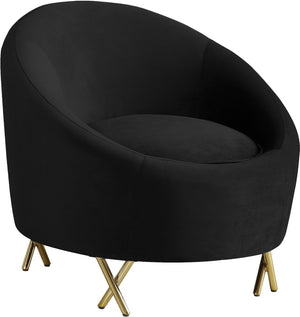 Serpentine Velvet / Engineered Wood / Steel Contemporary Black Velvet Chair - 34.5" W x 38" D x 33" H