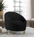 Serpentine Velvet / Engineered Wood / Steel Contemporary Black Velvet Chair - 34.5" W x 38" D x 33" H