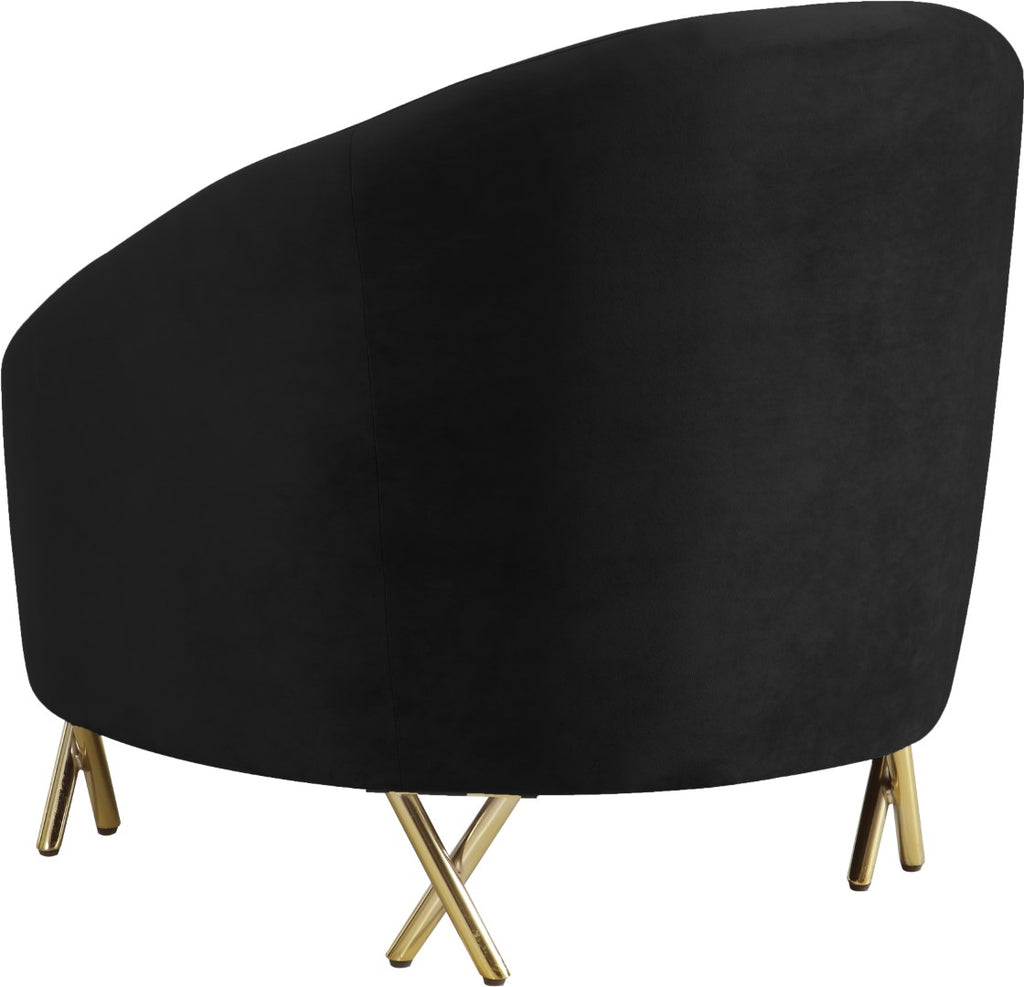 Serpentine Velvet / Engineered Wood / Steel Contemporary Black Velvet Chair - 34.5" W x 38" D x 33" H