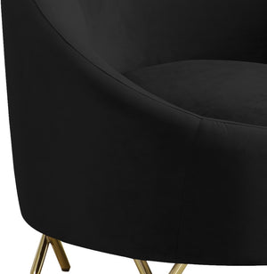 Serpentine Velvet / Engineered Wood / Steel Contemporary Black Velvet Chair - 34.5" W x 38" D x 33" H