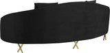 Serpentine Velvet / Engineered Wood / Steel Contemporary Black Velvet Sofa - 89.5" W x 39.5" D x 34" H