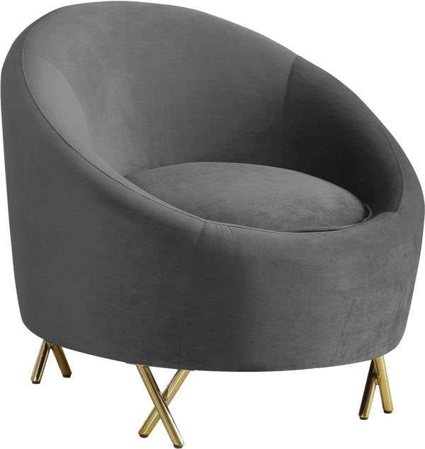 Serpentine Velvet / Engineered Wood / Steel Contemporary Grey Velvet Chair - 34.5" W x 38" D x 33" H