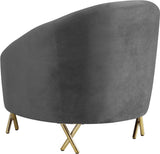 Serpentine Velvet / Engineered Wood / Steel Contemporary Grey Velvet Chair - 34.5" W x 38" D x 33" H