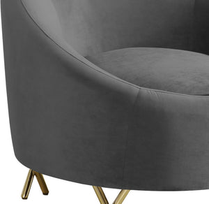 Serpentine Velvet / Engineered Wood / Steel Contemporary Grey Velvet Chair - 34.5" W x 38" D x 33" H